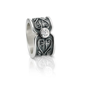 MEADOW OF ANGELS BROAD CARVED DIAMOND BAND