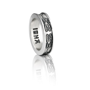 MEADOW OF ANGELS SLENDER ENGRAVED PLEDGING RING WITH TRIPLE PATTERN